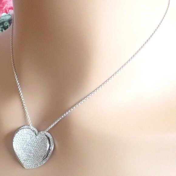 New! Authentic Pasquale Bruni 18k White Gold 2.02ct Pave Diamond Heart Necklace - Picture 12 of 16
